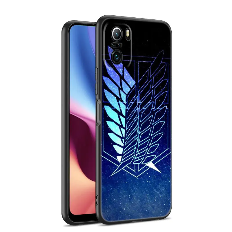 anime attack on titan logo phone case for xiaomi mi poco x3 nfc gt m4 m3 12 11t 10t pro a3 11 lite ne 5g 12x 11i f3 black cover free global shipping