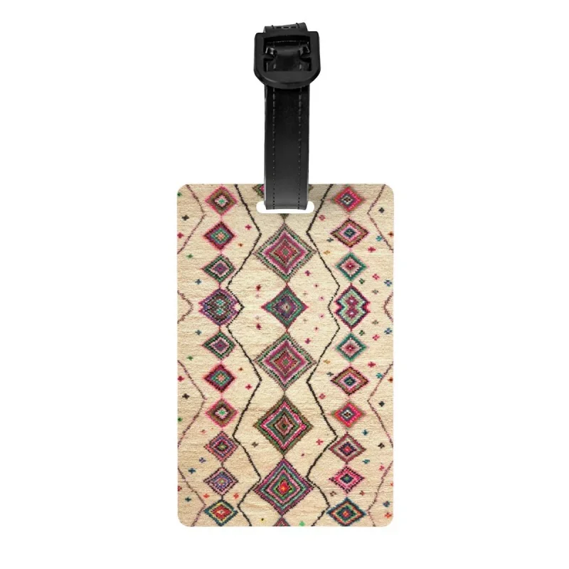 

Moroccan Berber Rug Boho Style Luggage Tags for Suitcases Funny Antique Bohemian Geometric Baggage Tags Privacy Cover ID Label