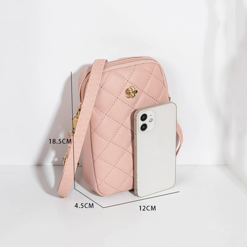 Embroidery Mobile Phone Bags Women Fashion Shoulder Bag Female Mini Crossbody Messenger Bags PU Leather Clutch Wallet Pouch
