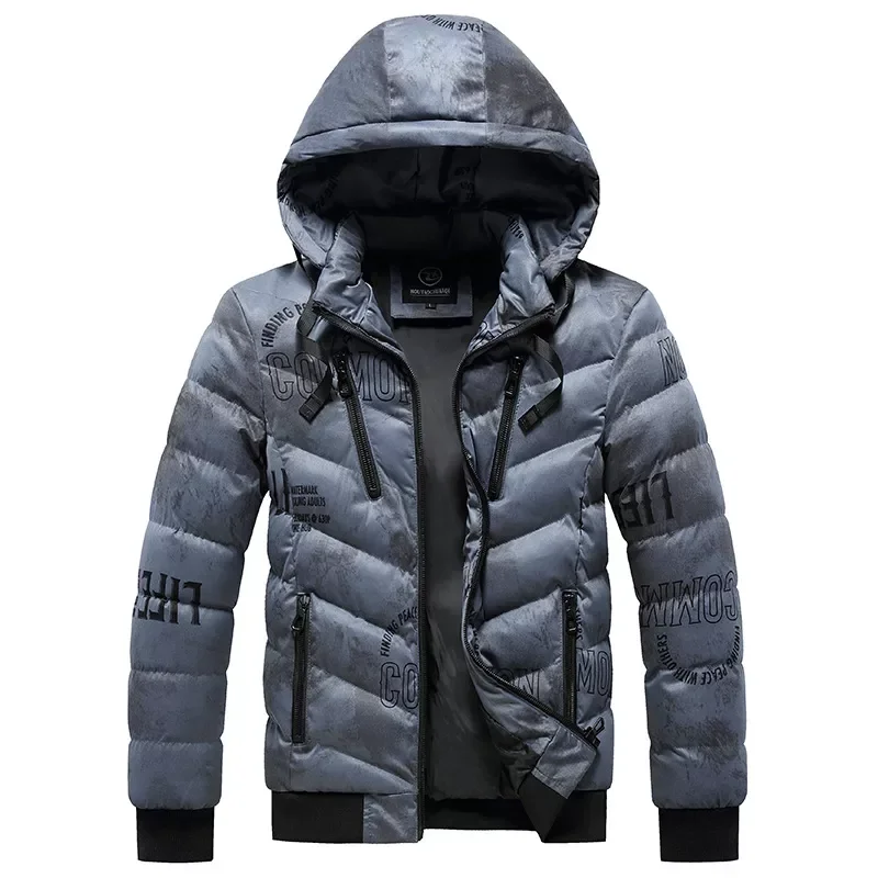 2022NEW 2022 Winter Jacket New Fashion Printing Warm Fleece Thick Parkas Coat Male Outwear Hip hop Streetwear Parka Jackets Men