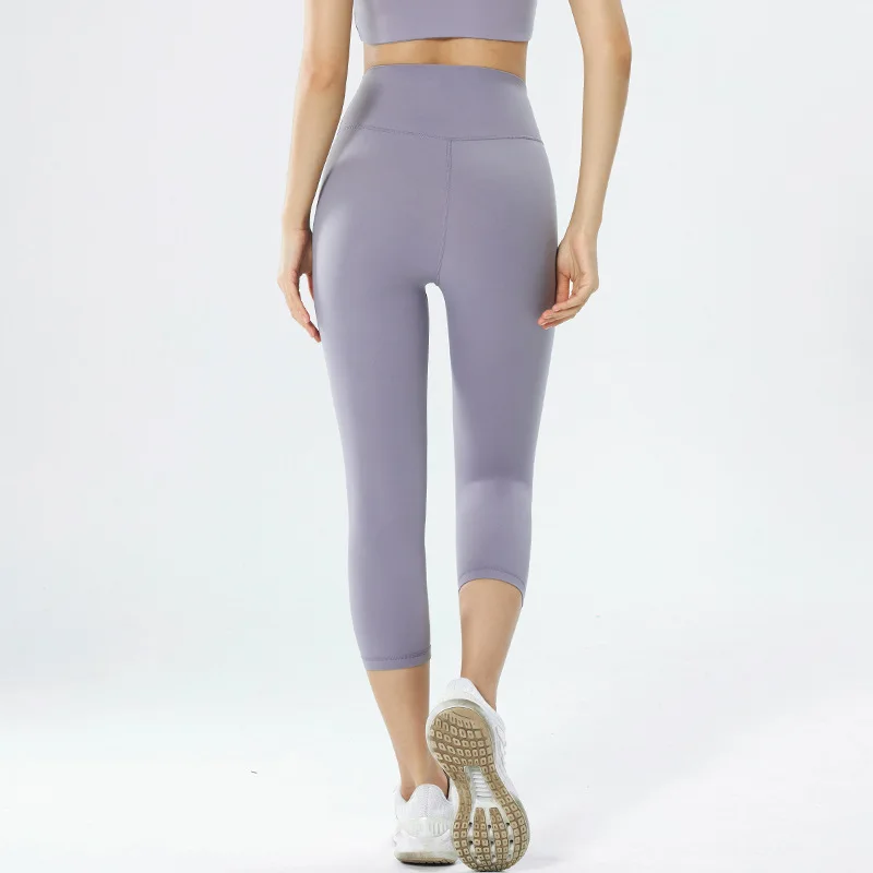 High Waist Seamless Leggings for Women Crop Yoga Pants 3/4 Elastic Solid Color Capris Gym Workout Leggings Girls Running Tights