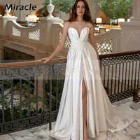 Simple A-Line Wedding Dress Alluring Lace O-Neck Bridal Gown New Backless Dresses Twinkling Sleevelet Popular Vestido De Novia