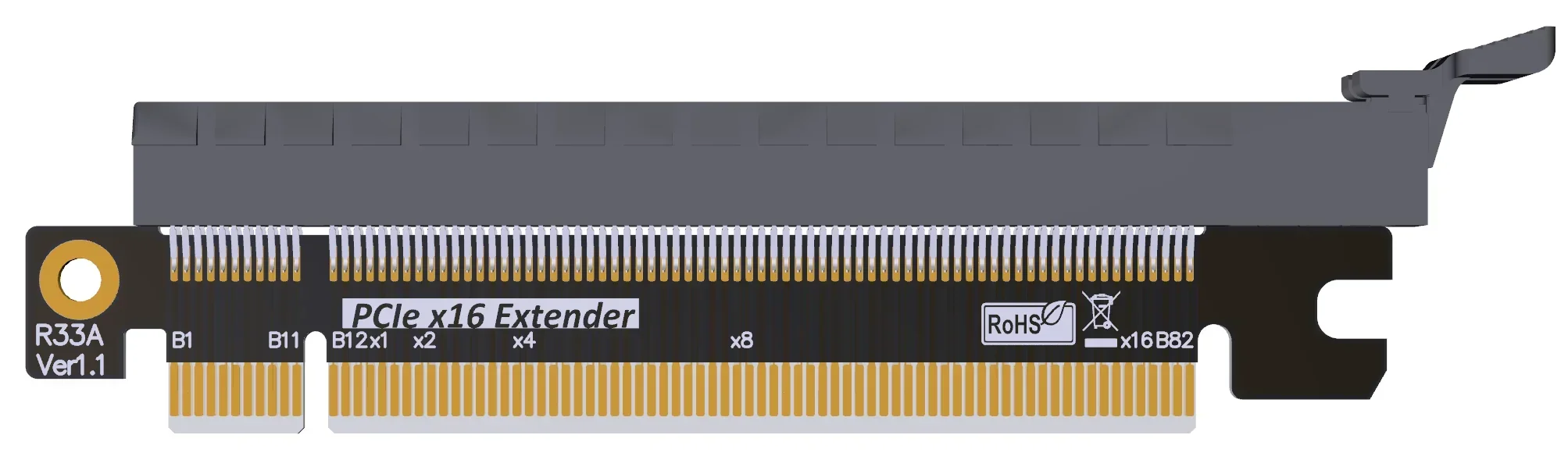 Фото Адаптер PCI-E 5.0 4.0 X16, переходник PCI Express 5.0 16X (штекер) на 16X (гнездо), защитная карта-райзер с углом поворота 180 градусов для графических процессоров (GPU) №3