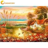 chenistory 5d diy diamond mosaic sale scenery diamond painting full square country house diamond embroidery rhinestones pictures