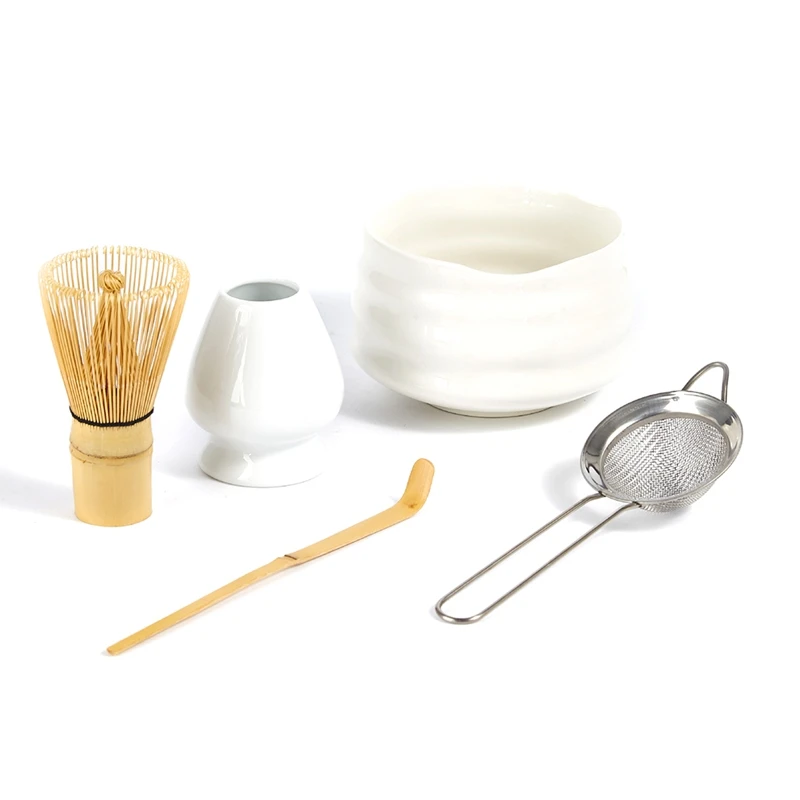 

5PC Handmade Home Matcha Tea Set Tool Stand Kit Matcha Bowl Whisk Tea Scoop Tea Whisk Whisk Holder Chazhen Stand Funnel