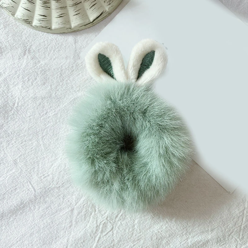 

2021 Candy Color Ears Hair Tie Girls Plush Hair Rope Headdress Women Ponytail Holder Elastic Hair Band Fashion Hair Accessories