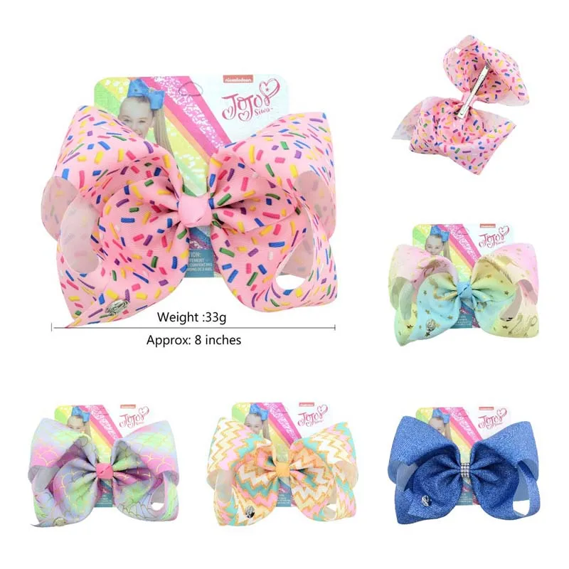 

JoJo Bows Unicorn Star Heart Dots Print Hair Bow With Clip Unicorn Horn For Kids Girls Colorful Hairpins Children Hair Accessory