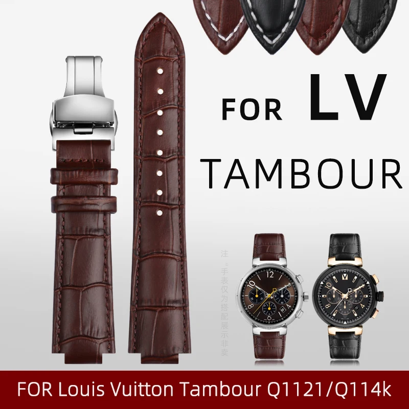 For LV Watch Raised Mouth for Louis Vuitton Tambour Series Q1121 Dedicated Watchband Men Women Q114k Genuine Leather Watch Strap