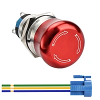 apiele 19mm22mm metal emergency stop push button swicth latching 12v 250v stianless steel mouting hole