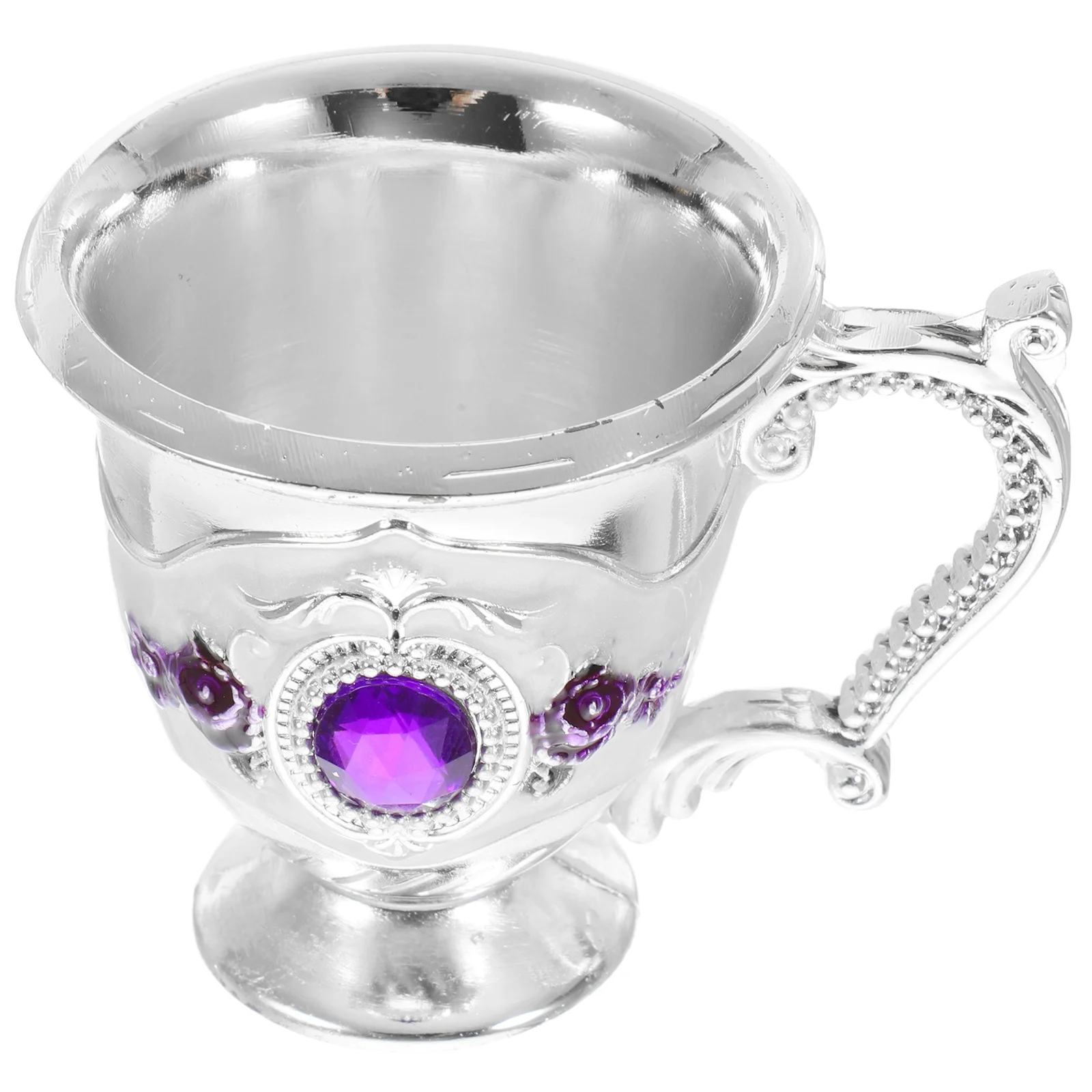 

Vintage Pub Bar Handle Metal Cup White Cup Embossed Cup Small Drink Cup Anti-break Cup European Style Cup