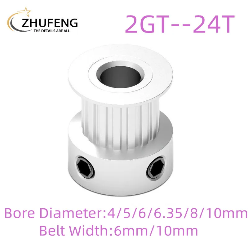 GT2 Timing Pulley 24 Teeth Bore 4/5/6/6.35/8/10mm Synchronous Wheels Gear Part For Width 6/10 mm 3D Printer Parts  Belt