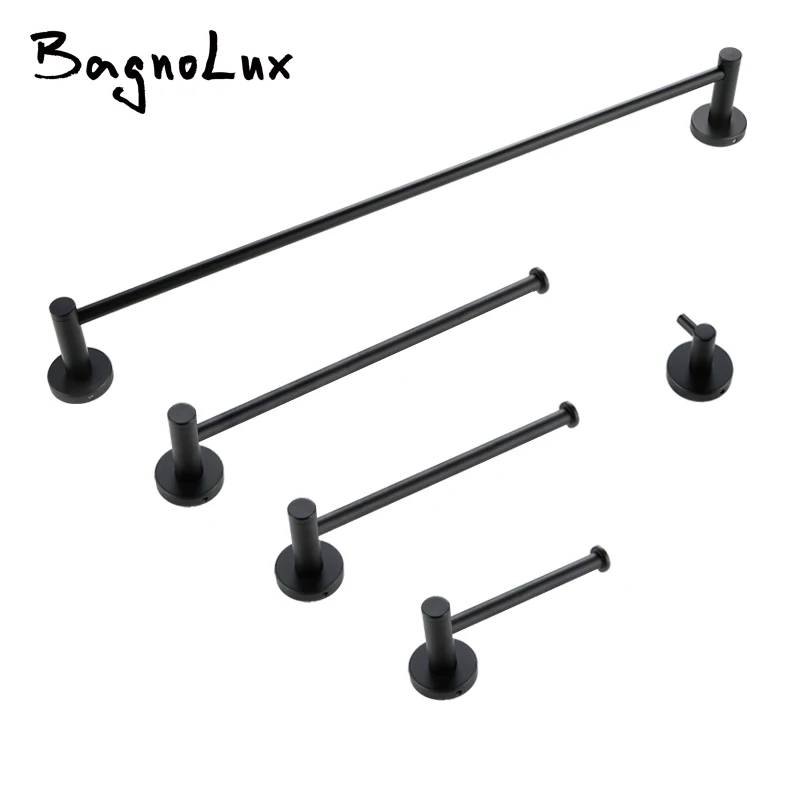 

Современный набор аксессуаров для ванной комнаты, черный матовый настенный держатель для бумажного халата, рулона салфеток, полотенцесуши...