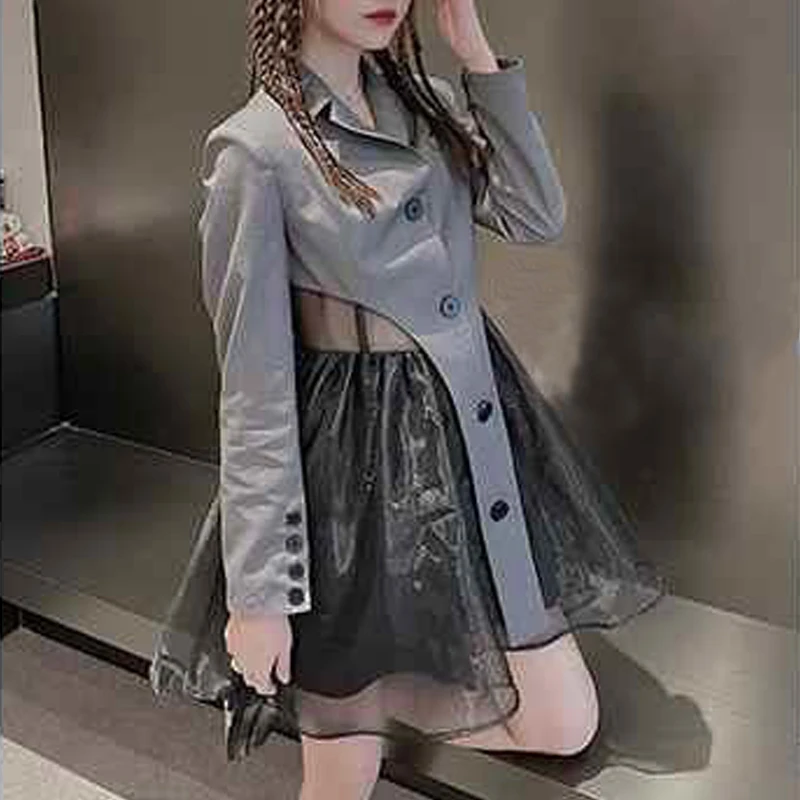 Женский комплект из 2 предметов Y2K асимметричное платье миди с длинным рукавом в