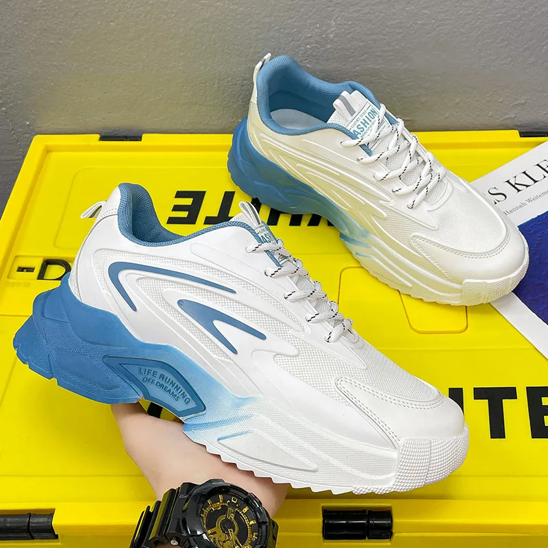 

Men Sneakers Thick Bottom Casual Shoes Rubber Hard-Wearing Non-slip Walking Shoes Fashion Comfortable Breathable Running Shoes