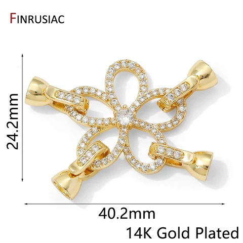 Застежки для бижутерии FINRUSIAC золотые цветы с фианитами