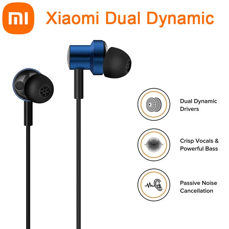 Original Xiaomi Dual Dynamic Driver In-ear Earphones Passive Noise Cancellation Magnetic Earbuds Unmatched High Definition Audio