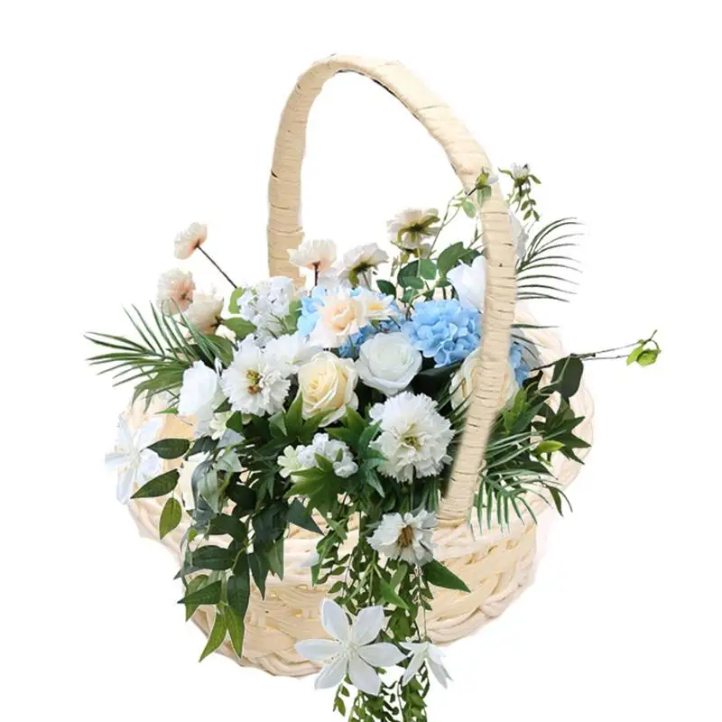 

Плетеная корзина для цветов деревенский цветок девушка переносить корзину цветок девушка s корзина для цветов невесты детей ручной свадебный корзина