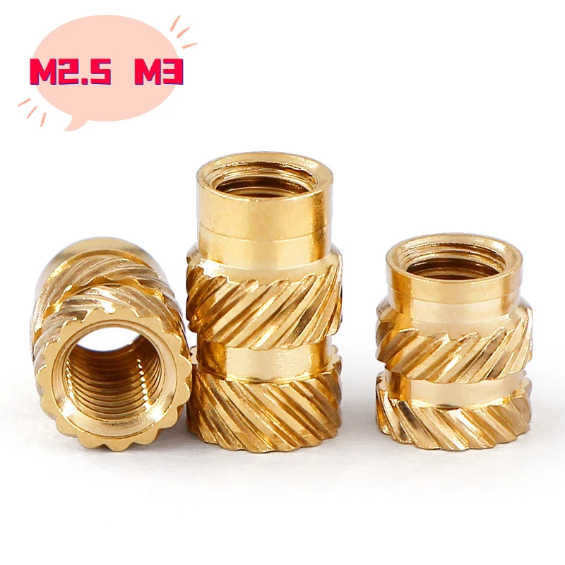 

Латунные термоплавкие гайки M2.5 M3, нагревательное литье, медная резьба стандартного типа, рифленая Латунная гайка для литья под давлением