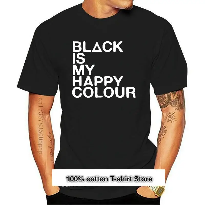 

Camiseta de color negro es mi feliz, camiseta negra Unisex, camiseta de moda Tumblr, tops negros informales