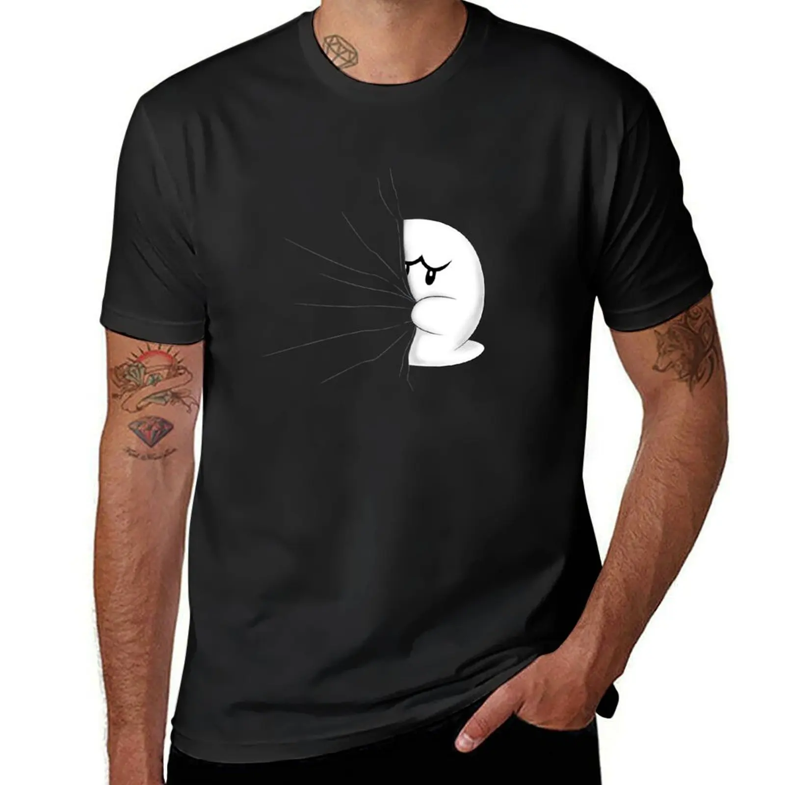 Скрытый BOO! Быстросохнущая футболка funnys милые топы аниме для мужчин