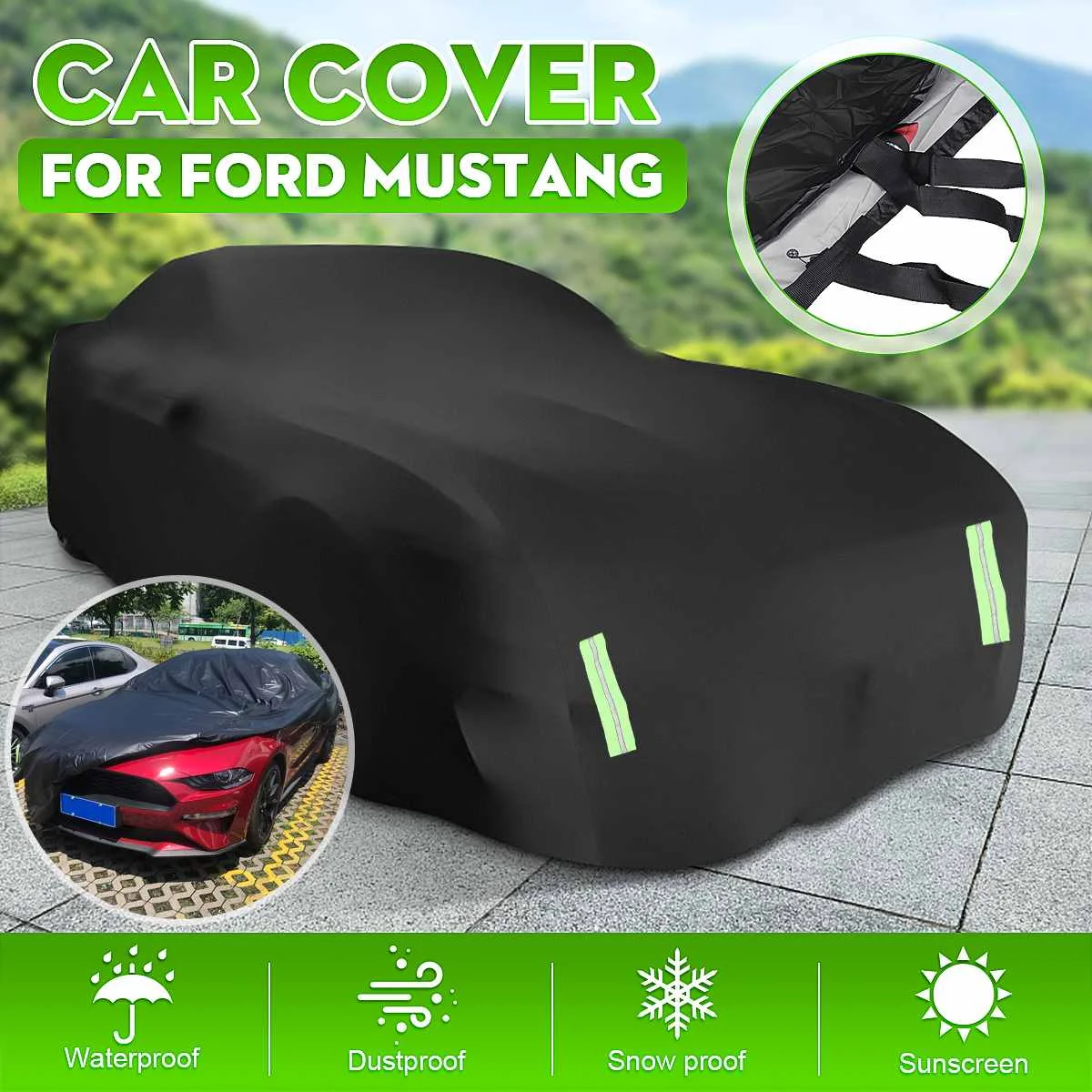 

Full Car Cover 210T Polyester Waterproof Dust-proof UV Resistant Outdoor Anti Snow Cover Sun Shade For Ford for Mustang GT