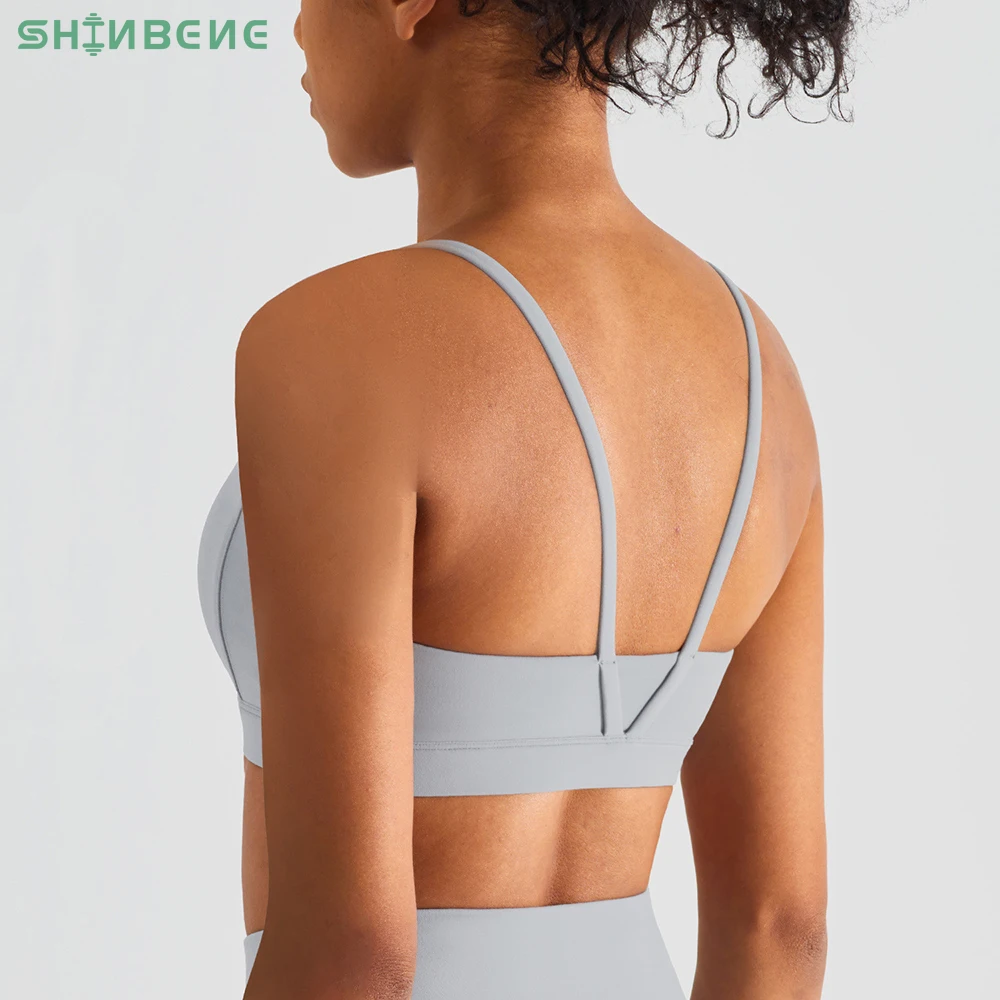 

SHINBENE High End Comfy Yoga Sport Bra Top Women Push Up Wireless Athletic Running Bras Workout Top U Neck Fitness Brassiere