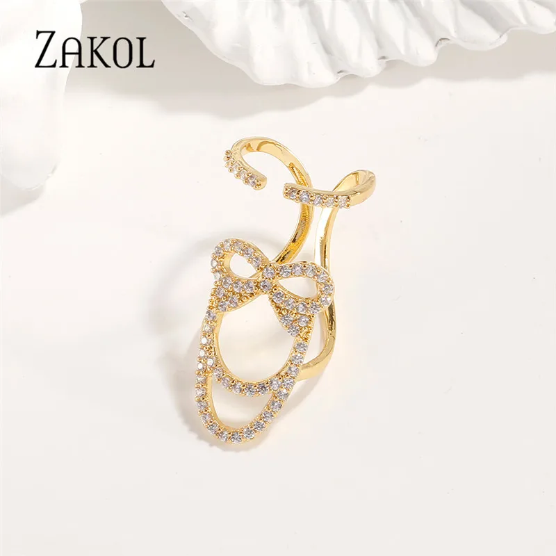 Женское ажурное металлическое кольцо ZAKOL открытое Ювелирное Украшение на кончик