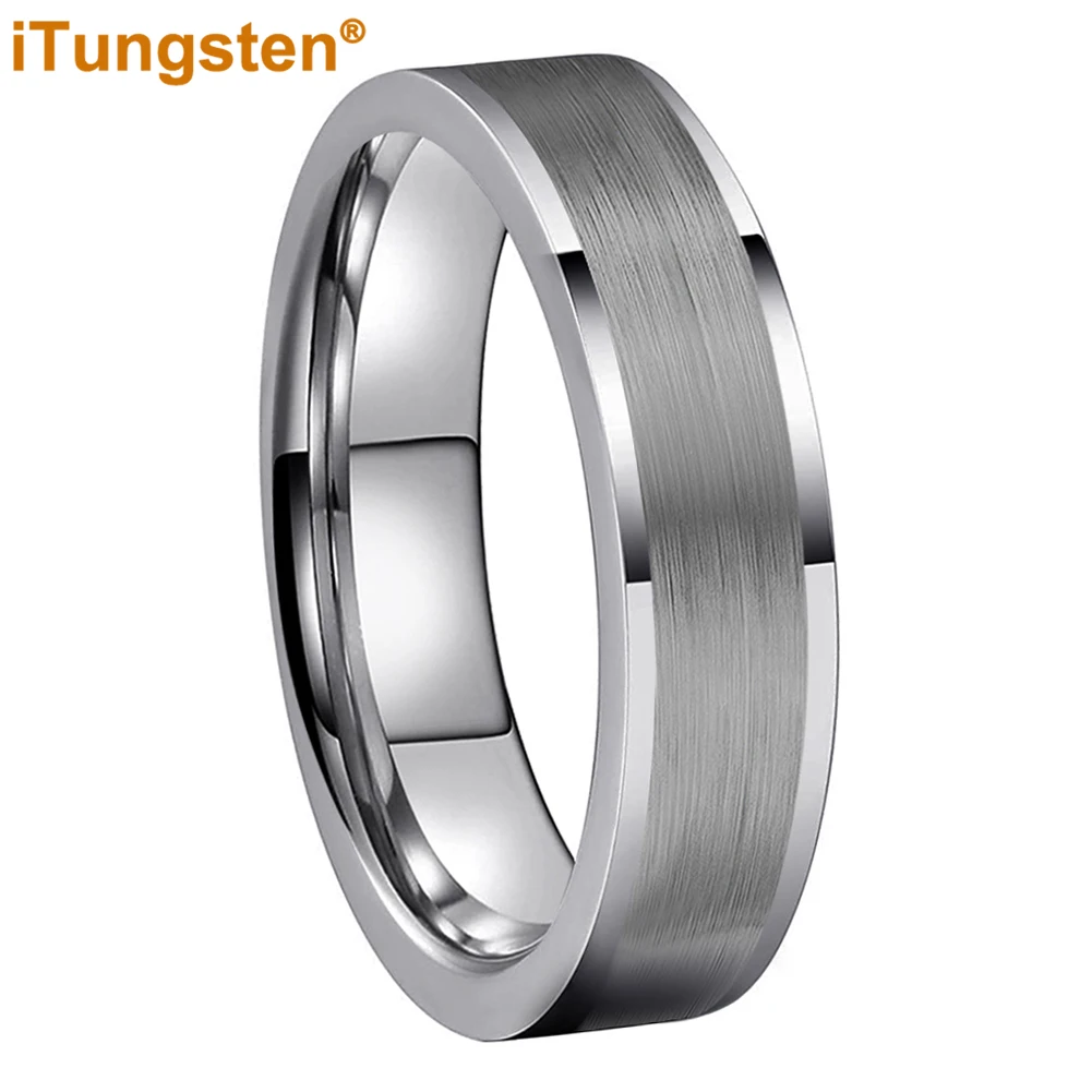 

iTungsten 6mm 8mm 10mm Tungsten Carbide Ring for Men Women Couple Engagement Wedding Band Flat Matte Polished Finish Comfort Fit