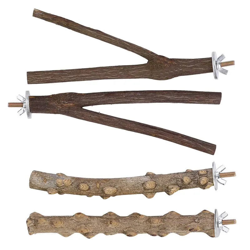

4Pcs Bird Perches Natural Parrot Perch Stand Platform Exercise Climbing Bite Grinding-Paw Toy Stick Pet Accessories For Parakeet