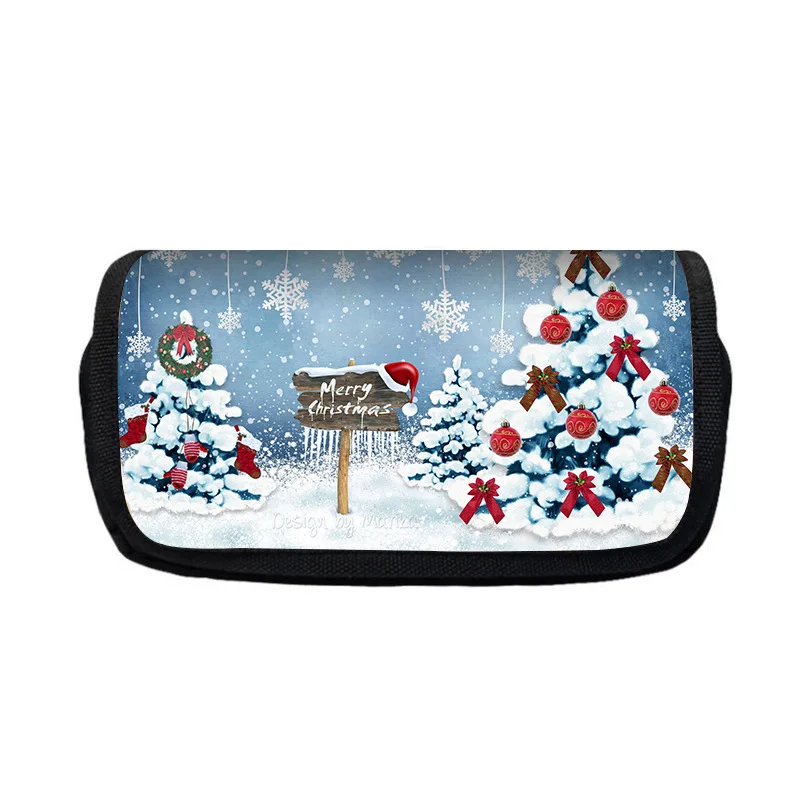 

Christmas Tree Pen Bag Double Layer Pencil Bag Cartoon Cute Pencil Pouch Student Pen Eraser Tape Stationery Holder Storage Case