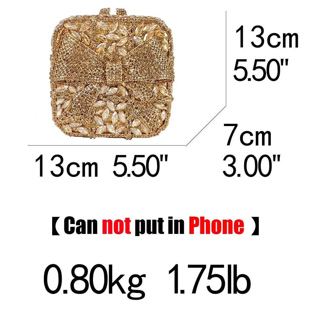 Boutique De FGG Elegant Women Crystal Box Clutch With Bows Evening Bags Fashion Party Dinner Rhinestone Handbags and Purses