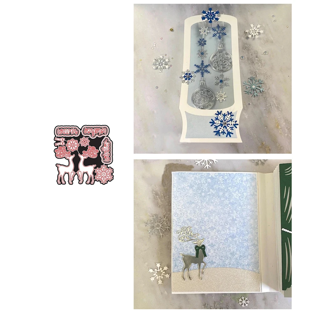 

Snowflake Christmas Deer Decoration Metal Cutting Dies Mold DIY Scrapbook Photo Album Paper Card Template Molding Decoration
