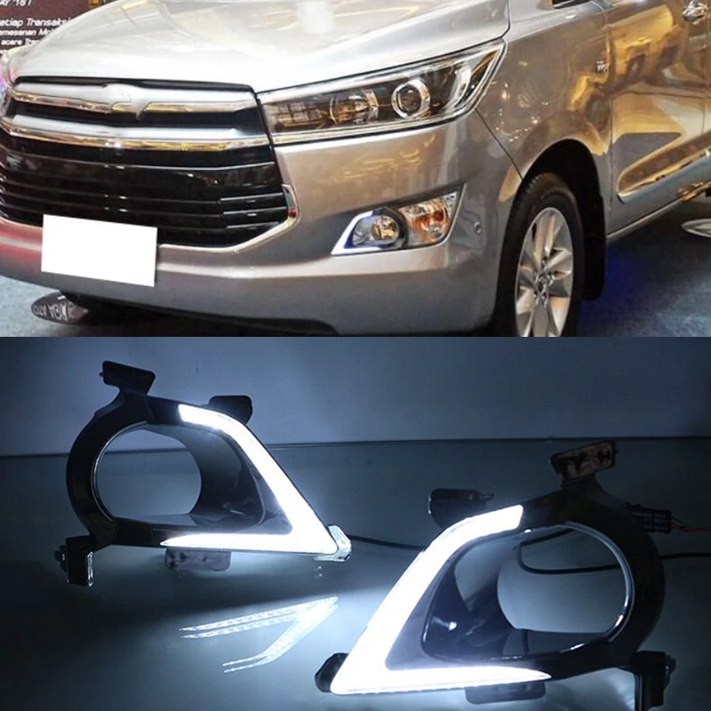 

Pair of Two Color Daytime Running Lights Led Drl for Toyota INNOVA 2015-2016 Drl with Yellow Turn Signal Lights