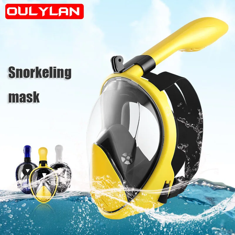 

Oulylan Full Face Snorkel Mask Snorkeling Camera Mount 180 Degree Panoramic View Anti-Fog Anti-Leak Snorkeling Set Adult Kids