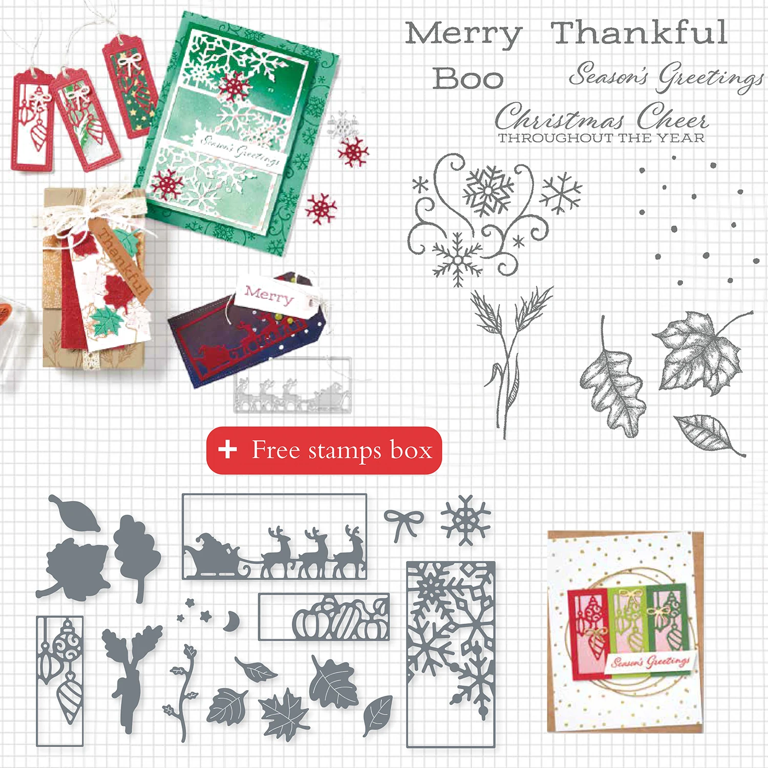 

Christmas Series Clear Stamps And Metal Cutting Die Set DIY Scrapbooking Album Silicone Decorative Handmade Gifts Cards Supplies