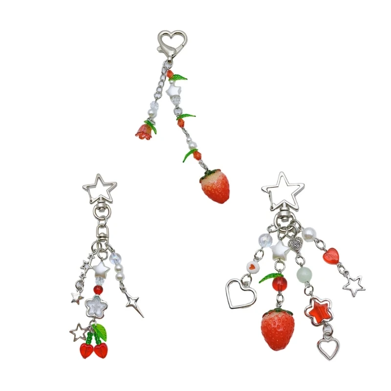 

Cherry Keychain Pendant Keyring Ornament Strawberry Bag Charm Keychain Dropship