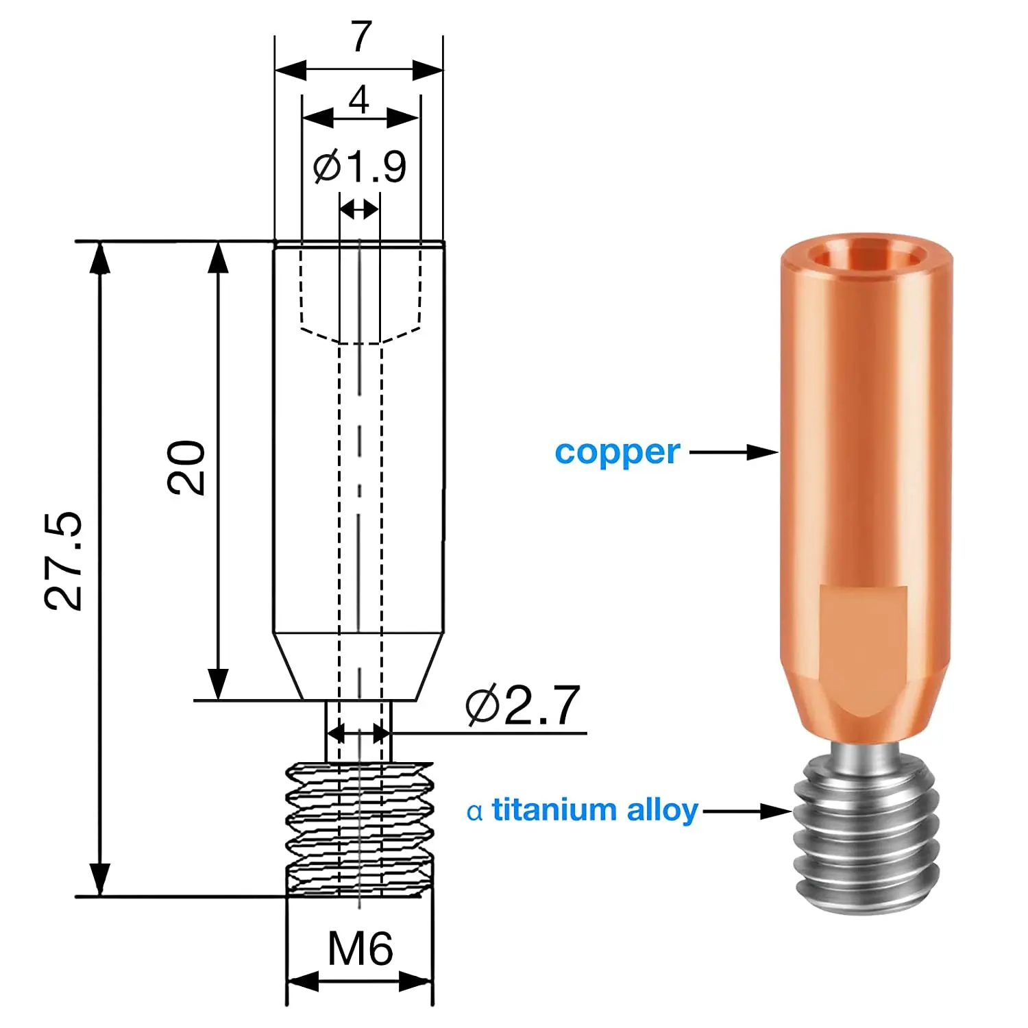 Ender 3 Heatbreak полностью Металлическая гладкая модернизированная биметаллическая