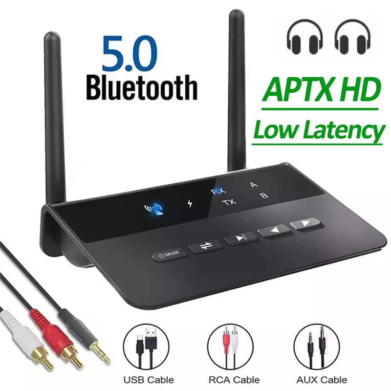 

Top 80M Bluetooth 5,0 передатчик приемник Aptx HD LL низкая задержка беспроводной аудио адаптер 3,5 мм AUX RCA разъем для ПК ТВ наушников