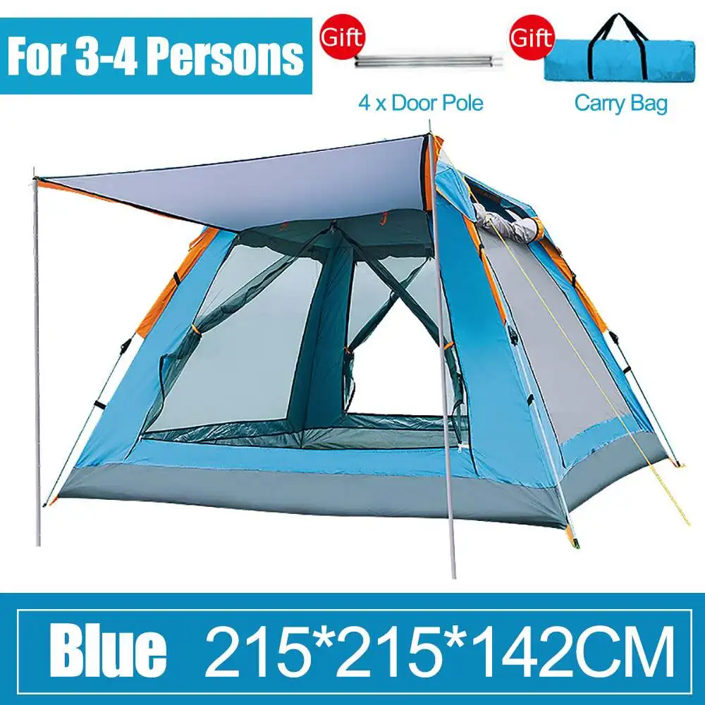 

3-4 People Outdoor Fully Automatic Quick Opening Beach Camping Rainproof Tent Multi-person Camping Four-sided Tent For Camping