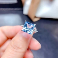 meibapj sky bluetopaz simple square ring for women real 925 sterling silver fine wedding jewelry