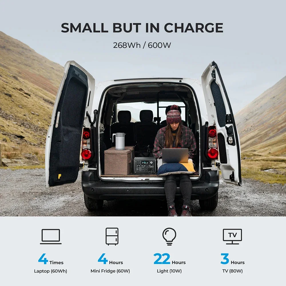 UA STOCK BLUETTI EB3A 268Wh 600 Вт Портативная электростанция Солнечный генератор LiFePO4 Батарея