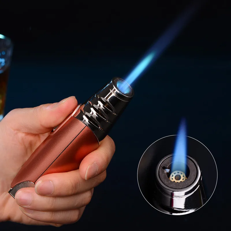 

JOBON Butane Gas Lighter 360° Use Outdoor Windproof Blue Flame Straight Turbo Jet Torch Visible Gas Warehouse Cigar Lighter
