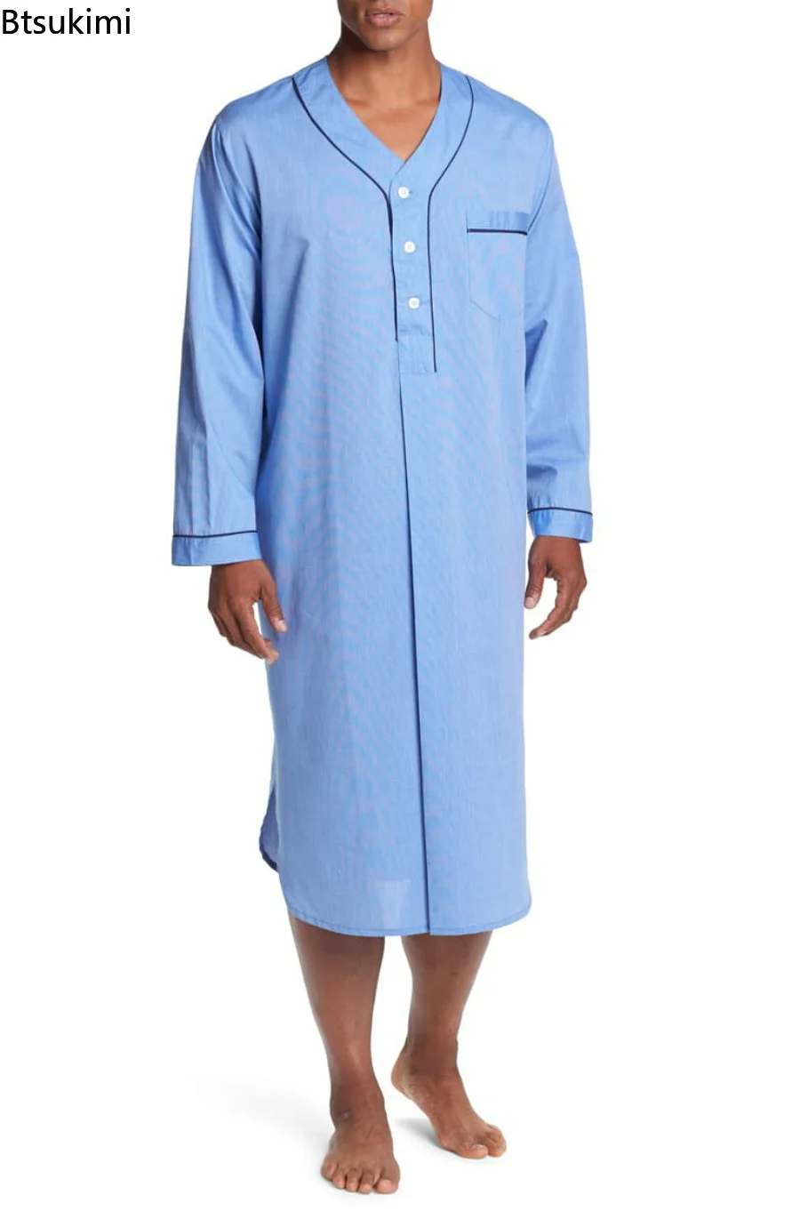 2023 Muslim Fashion Men Jubba Thobe Solid Pajamas Casual Abayas Muslim Robe Long Sleeve Nightgown Bathrobes Mens Muslim Kaftan