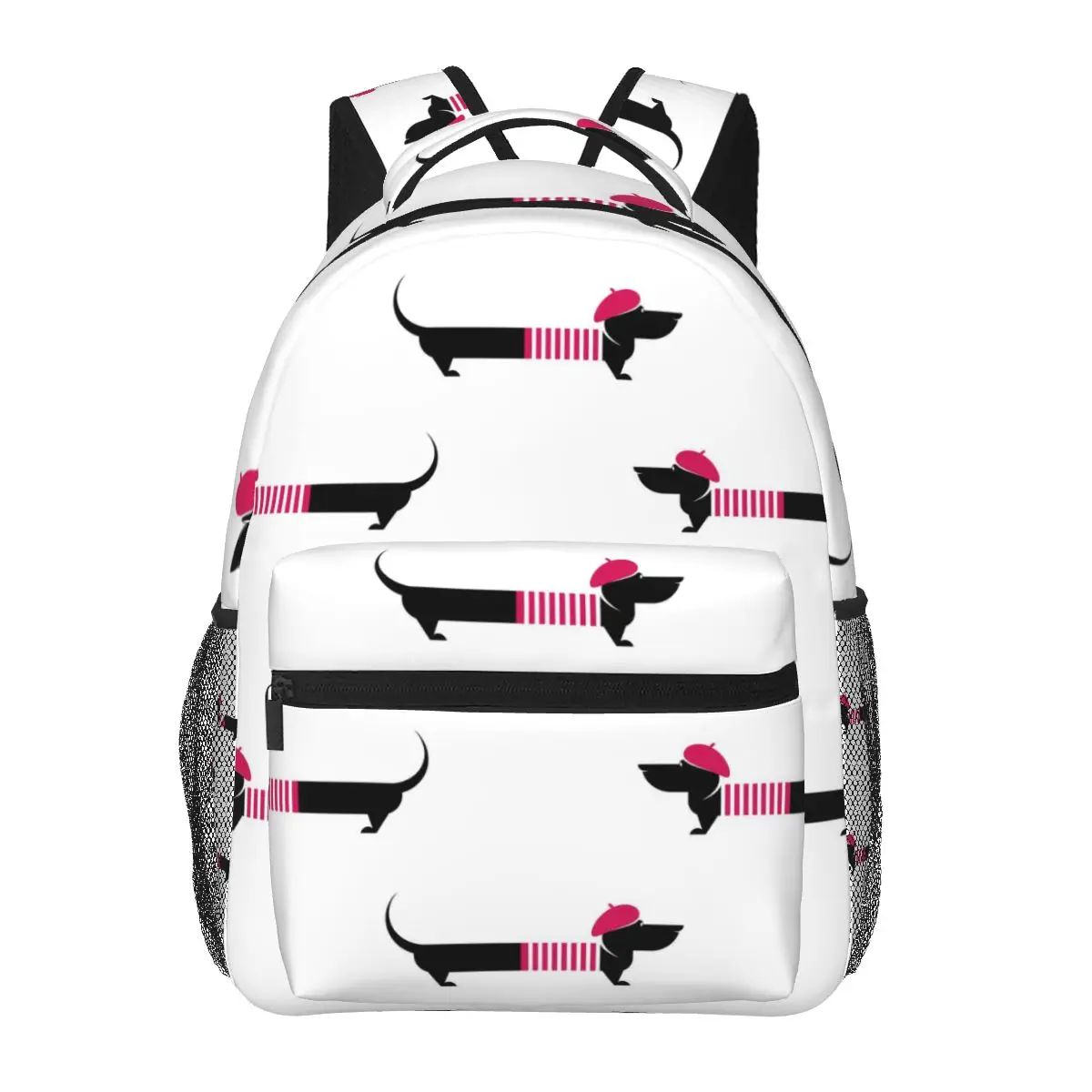 

Модный школьный рюкзак такса художественная собака с беретом и свитером рюкзак Teenger девочка Мальчик школьная сумка рюкзак