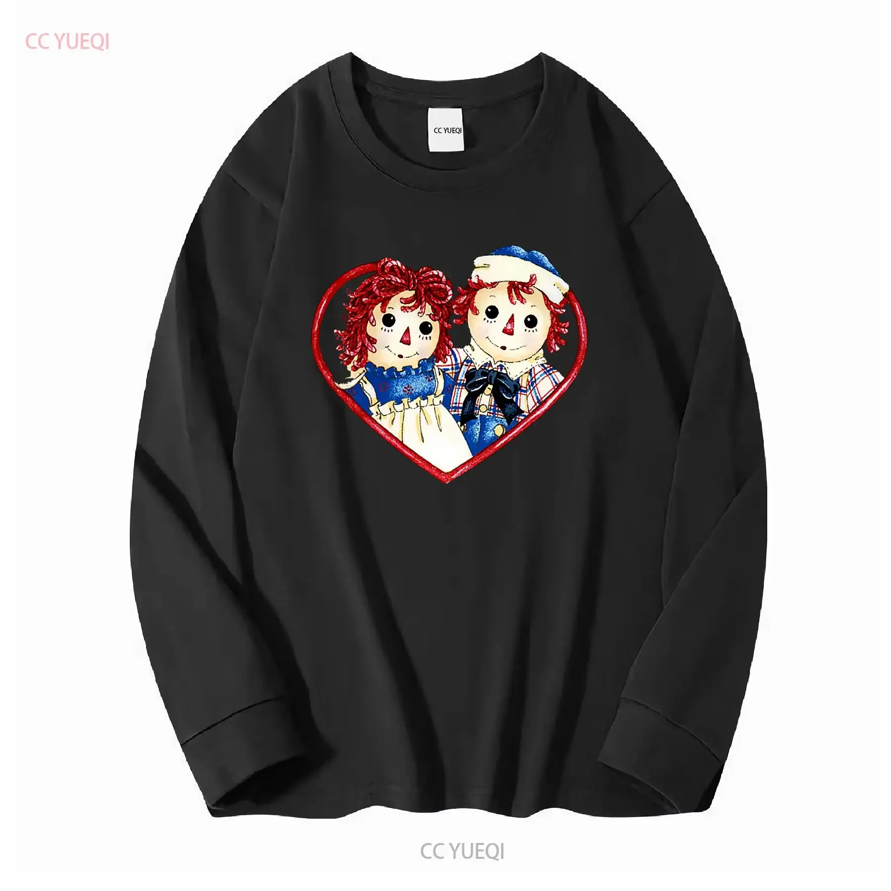 Фото Винтажная футболка из джерси Raggedy Ann and Andy Dolls с сердечками, винтажная стираная слегка дизайнерская одежда унисекс №3