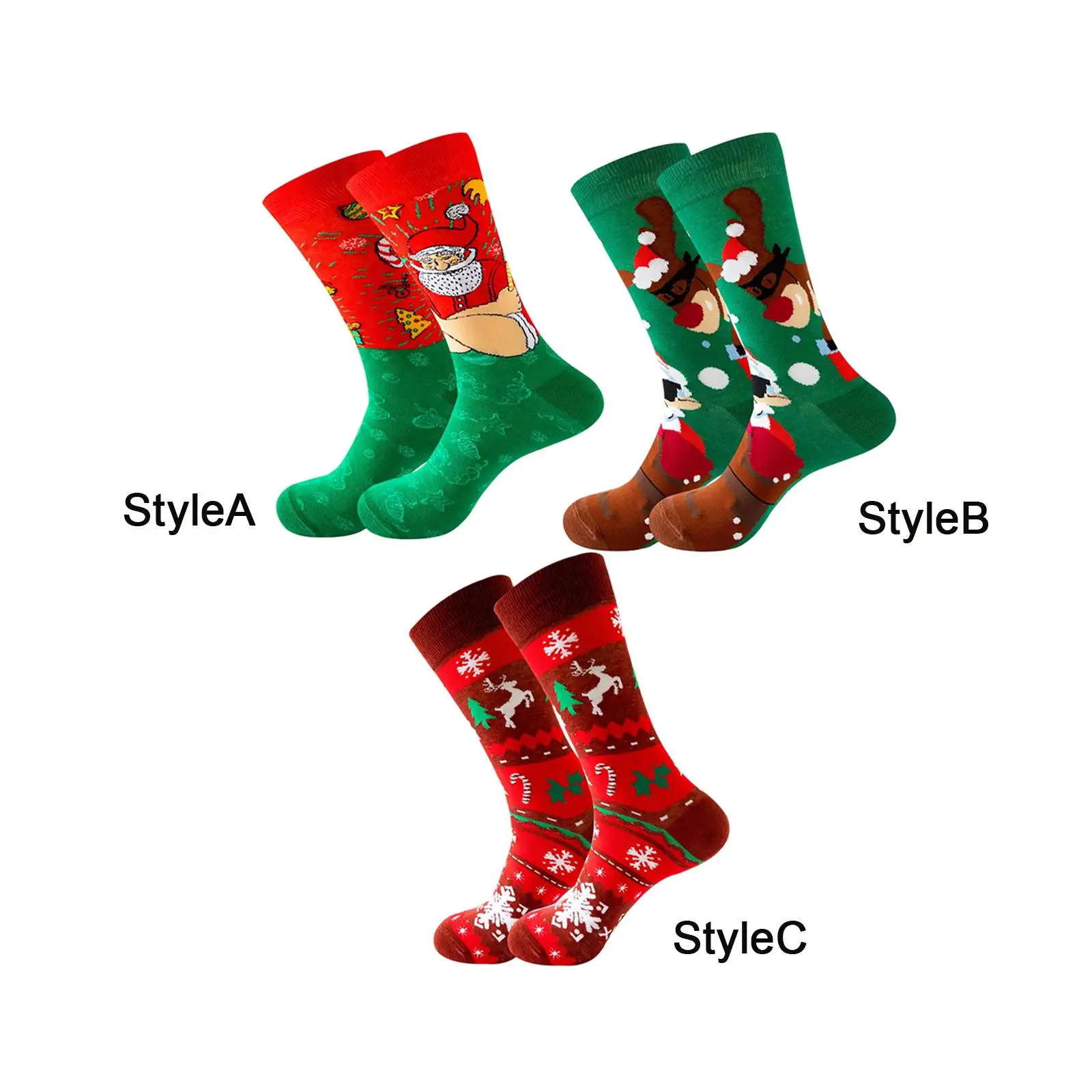 

Printed Christmas Socks Cotton Socks Warm Stocking Breathable Long Sock for Holiday Men Gifts Teens Winter