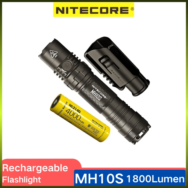 Original NITECORE MH10S Flashlight 1800Lumens USB Rechargeable LED Spotlight Flashlight With NL2140 4000mAh Battery Troch Light
