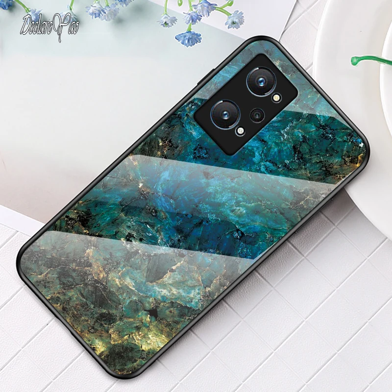 

Realme C31 Glass Case DECLAREYAO Ultra Slim Hard Tempered Glass Coque For OPPO Realme C21 C17 C15 C11 C3 C2 2 Cover Case Mirror