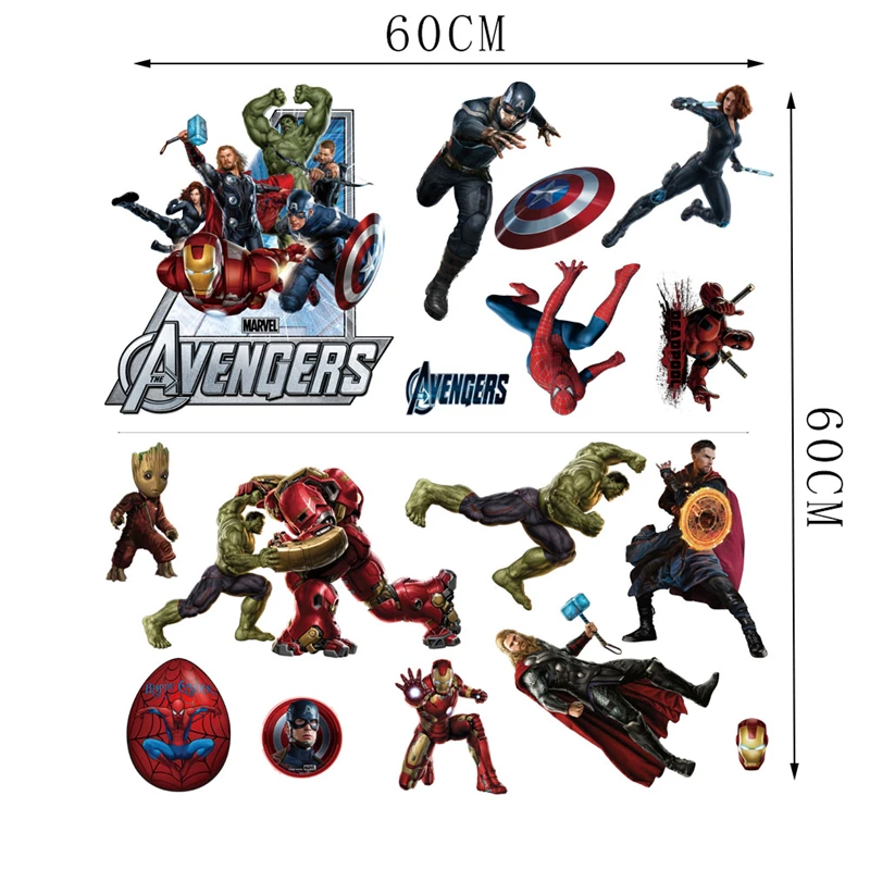 Наклейки на стену с супергероями Marvel Капитан Америка Халк герои наклейки для