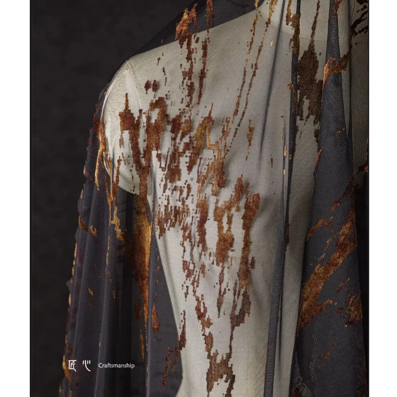 Темно-коричневая молния флокированная сетка градиентное кружево темный цветок